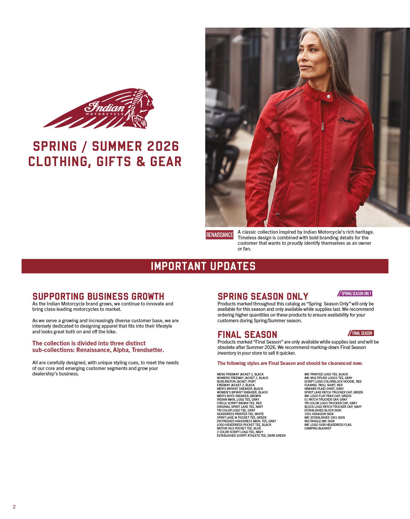 A woman wearing a red jacket is featured in an advertisement for clothing and gear. AI generated content